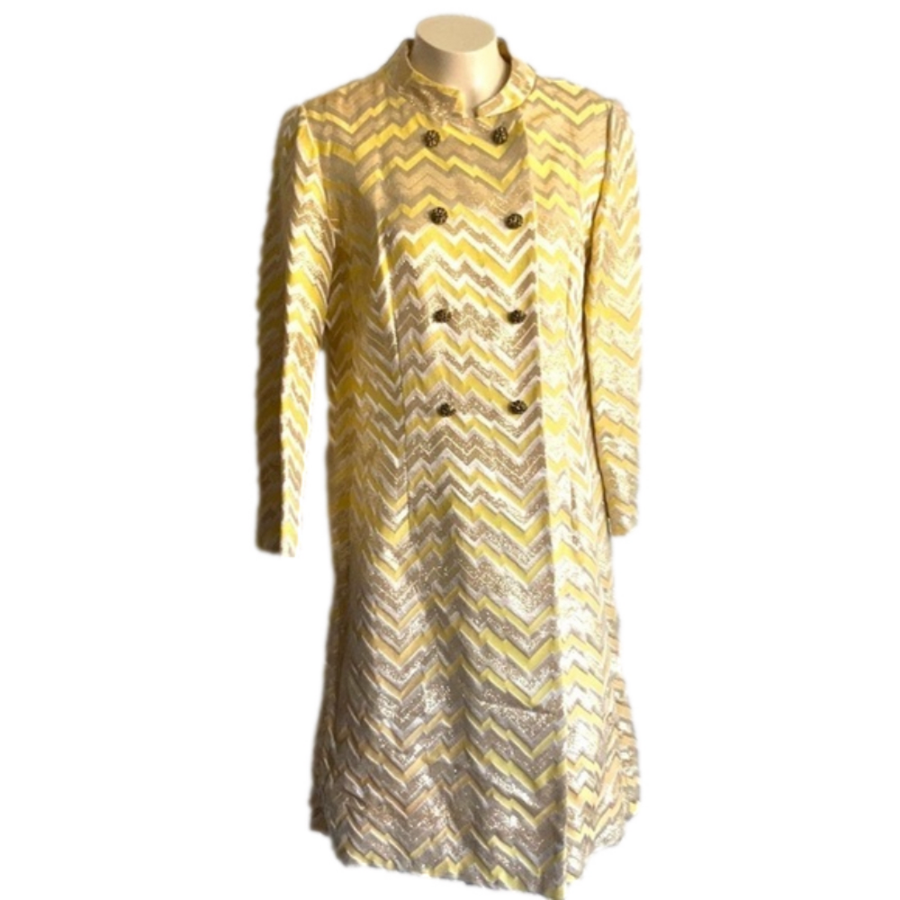 LESLIE FAY VTG original double breasted lurex duster. M/L ? NWOT